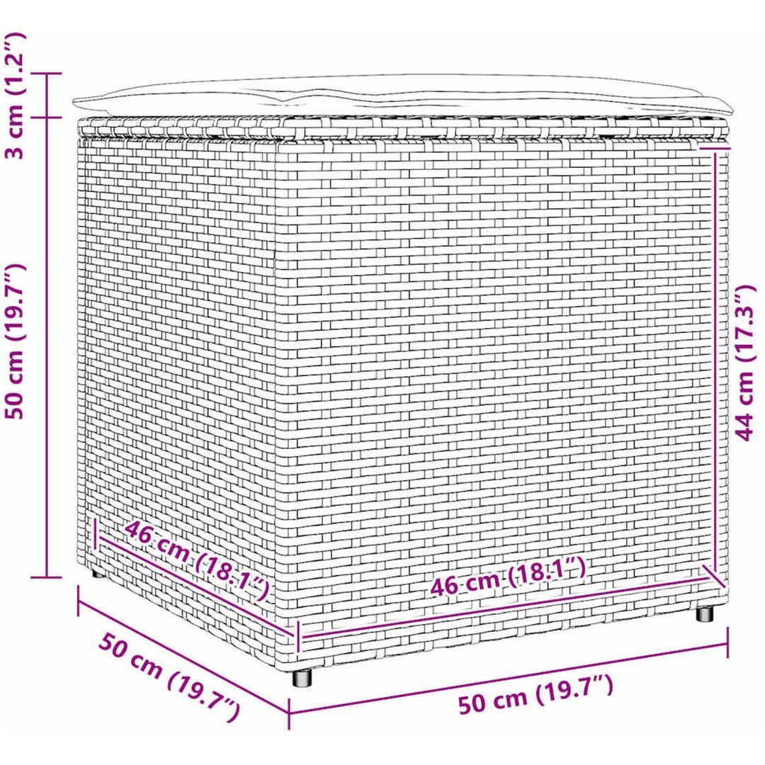 Förvaringslåda Grå och Marinblå Konstrotting och Polyesterkudde vidaXL 50 x 50 x 50 cm – bild 12