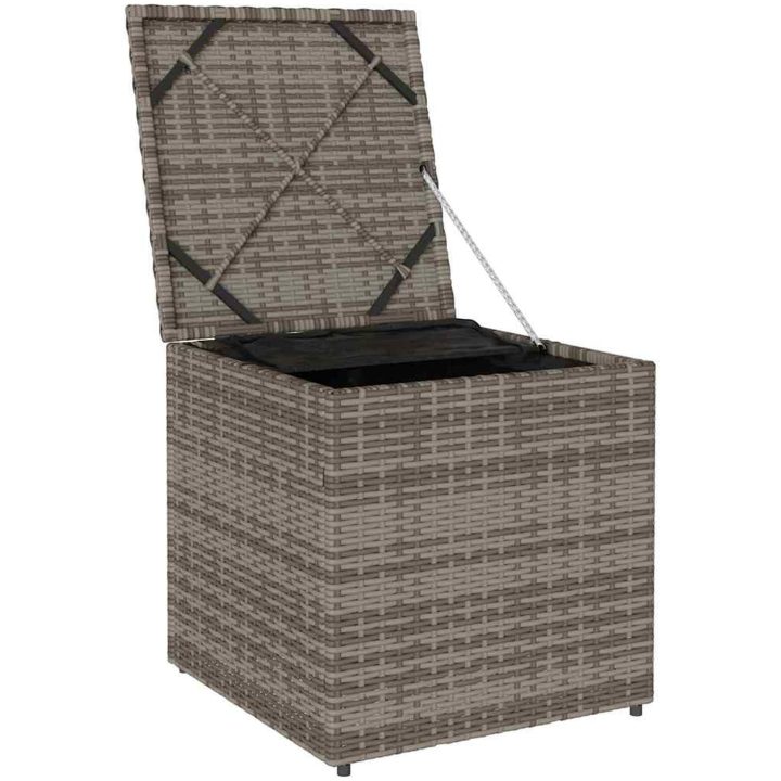 Förvaringslåda Grå och Marinblå Konstrotting och Polyesterkudde vidaXL 50 x 50 x 50 cm – bild 4