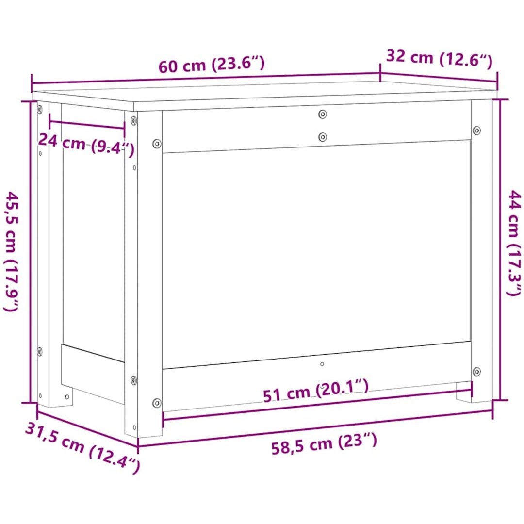 Förvaringslåda honungsbrun massiv furu vidaXL 60 x 32 x 45.5 cm – bild 12