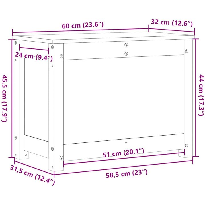 Förvaringslåda honungsbrun massiv furu vidaXL 60 x 32 x 45.5 cm – bild 12