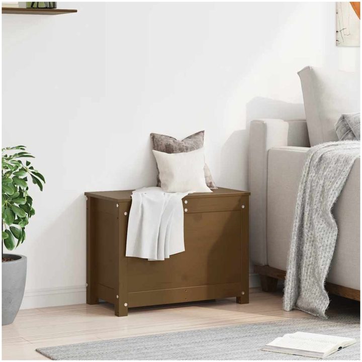 Förvaringslåda honungsbrun massiv furu vidaXL 60 x 32 x 45.5 cm – bild 3