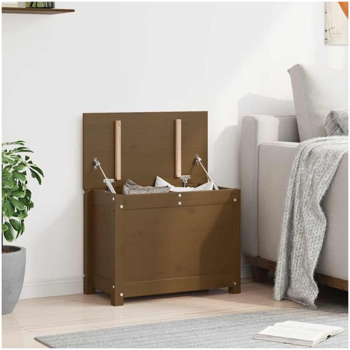 Förvaringslåda honungsbrun massiv furu vidaXL 60 x 32 x 45.5 cm – bild 4