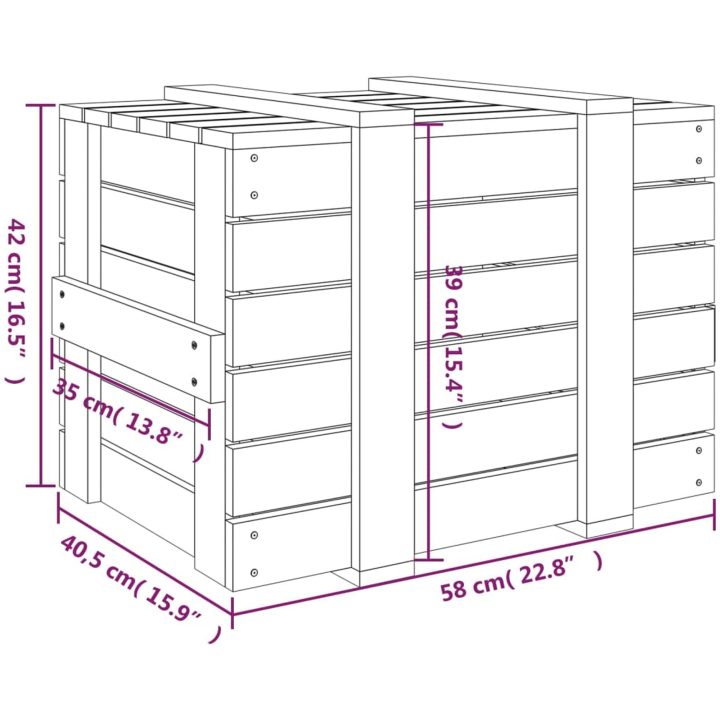 Förvaringslåda massiv furu vidaXL 58 x 40.5 x 42 cm – bild 11