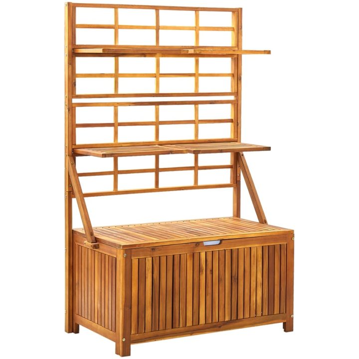 Förvaringslåda med spaljé 99x55x160 cm massivt akaciaträ vidaXL – bild 2