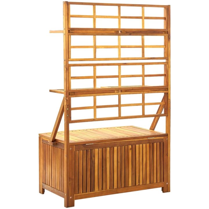 Förvaringslåda med spaljé 99x55x160 cm massivt akaciaträ vidaXL – bild 5