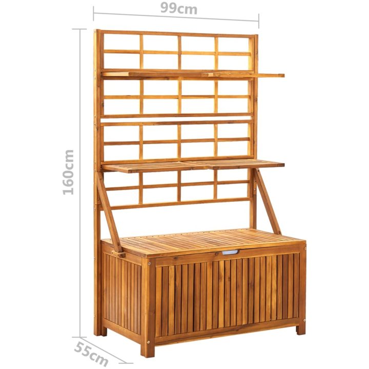 Förvaringslåda med spaljé 99x55x160 cm massivt akaciaträ vidaXL – bild 9