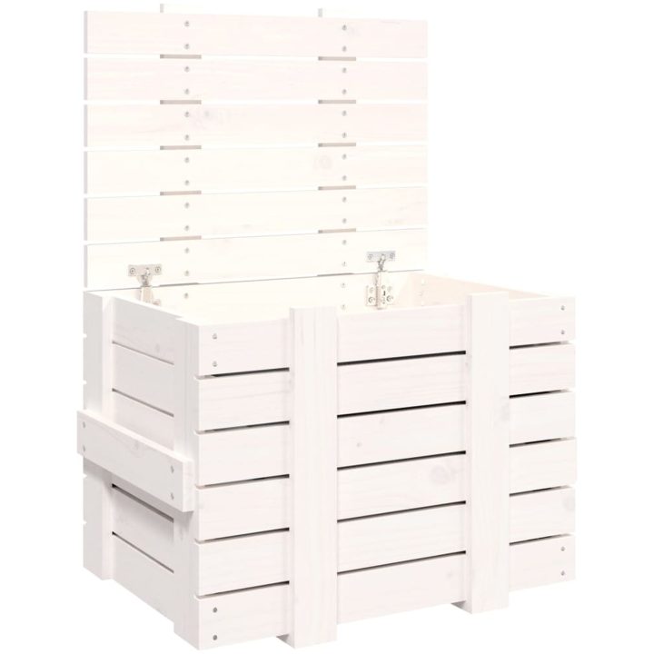 Förvaringslåda vit massiv furu vidaXL 58 x 40.5 x 42 cm – bild 2