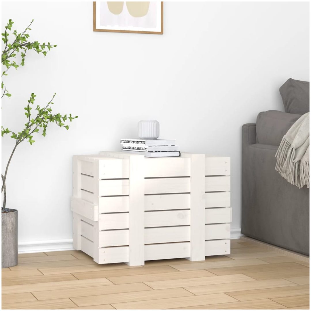 Förvaringslåda vit massiv furu vidaXL 58 x 40.5 x 42 cm – bild 3