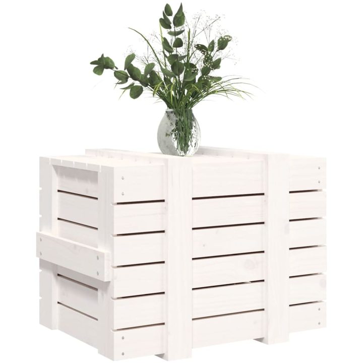 Förvaringslåda vit massiv furu vidaXL 58 x 40.5 x 42 cm – bild 4