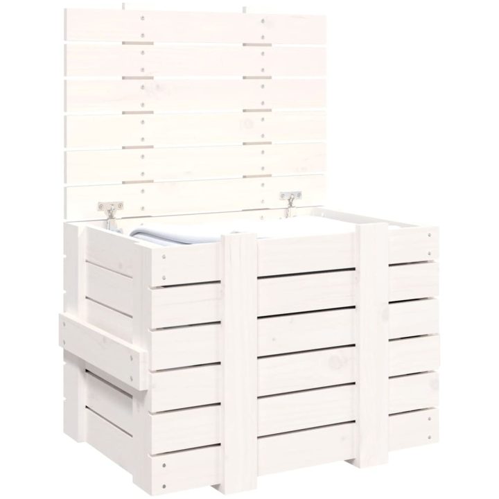 Förvaringslåda vit massiv furu vidaXL 58 x 40.5 x 42 cm – bild 5