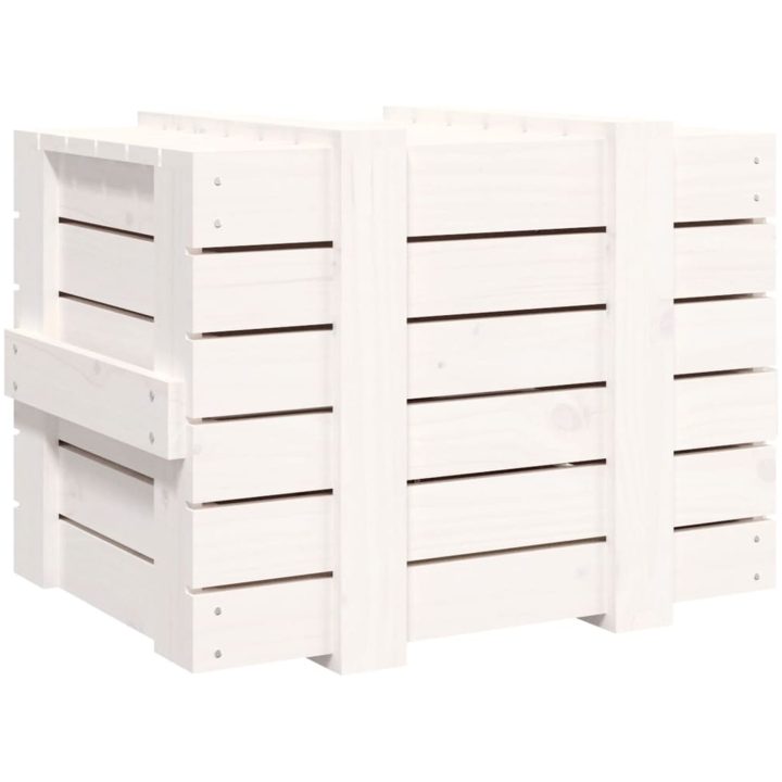 Förvaringslåda vit massiv furu vidaXL 58 x 40.5 x 42 cm – bild 6