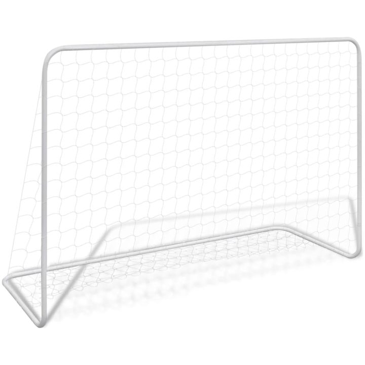 Fotbollsmål 2 st med nät 182x61x122 cm stål vit vidaXL – bild 2