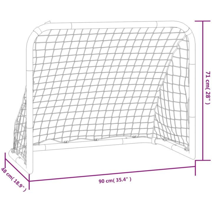 Fotbollsmål med nät röd och svart 90x48x71 cm stål vidaXL – bild 8