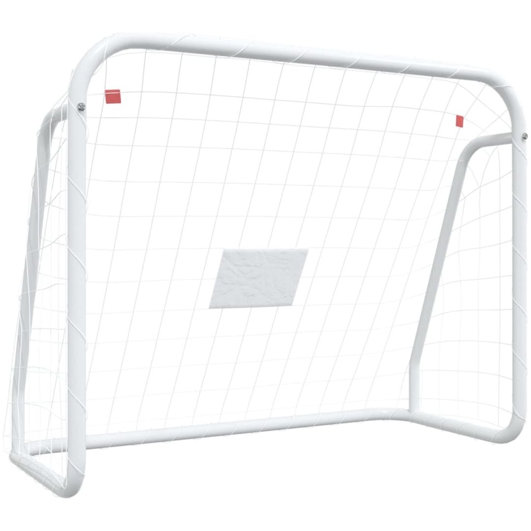 Fotbollsmål med nät vit stål & polyester vidaXL 125 x 96 x 60 cm – bild 2