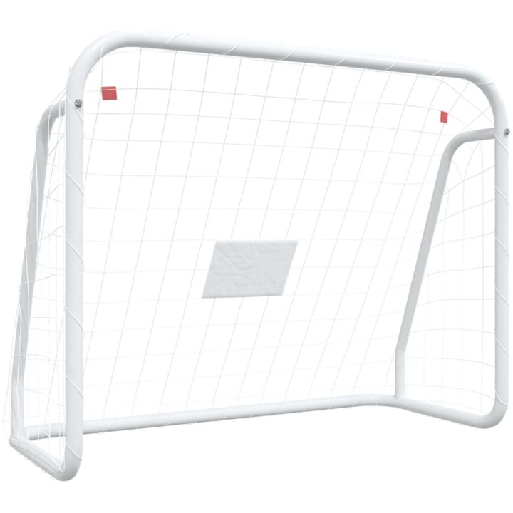 Fotbollsmål med nät vit stål & polyester vidaXL 125 x 96 x 60 cm – bild 2