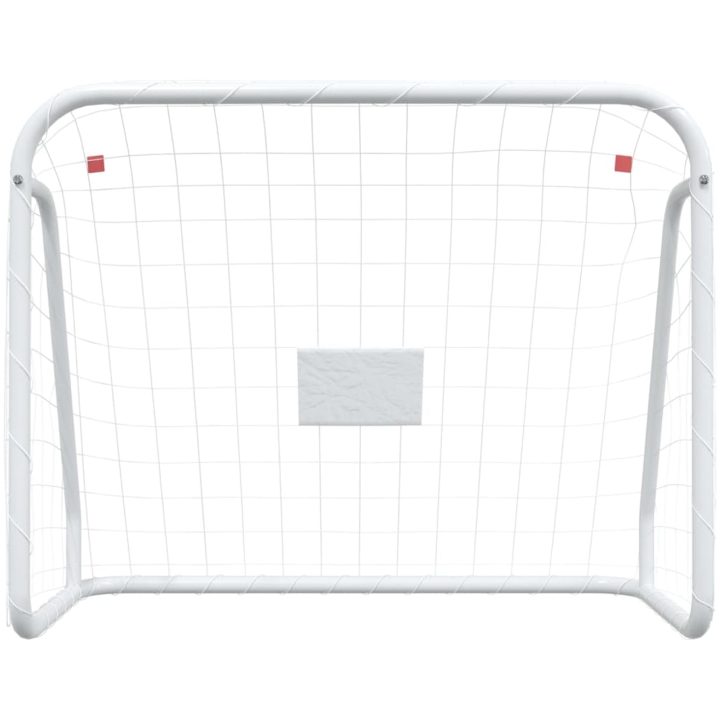 Fotbollsmål med nät vit stål & polyester vidaXL 125 x 96 x 60 cm – bild 3