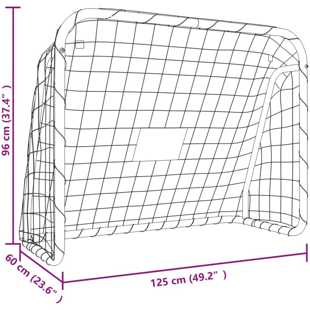 Fotbollsmål med nät vit stål & polyester vidaXL 125 x 96 x 60 cm – bild 7