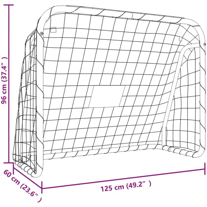 Fotbollsmål med nät vit stål & polyester vidaXL 125 x 96 x 60 cm – bild 7