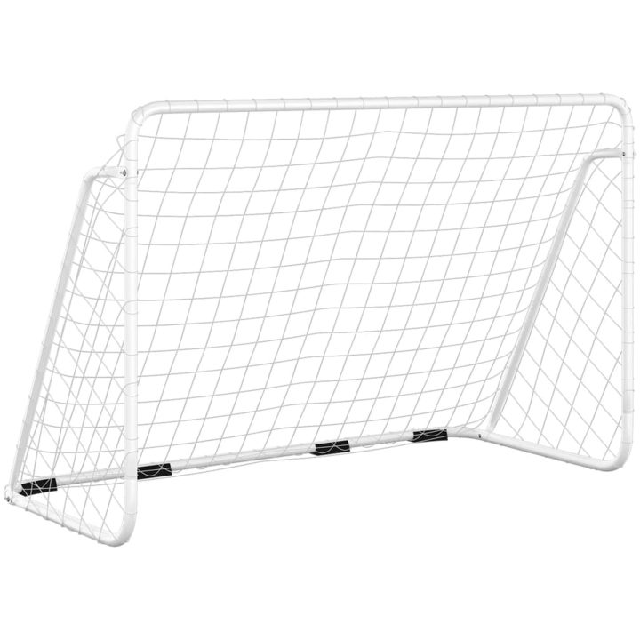 Fotbollsmål med nät vit stål vidaXL 180 x 90 x 120 cm – bild 2