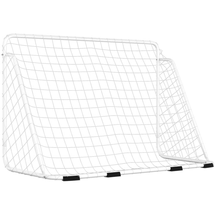 Fotbollsmål med nät vit stål vidaXL 180 x 90 x 120 cm – bild 5