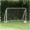 Fotbollsmål med nät vit stål vidaXL 180 x 90 x 120 cm – miniatyr 1