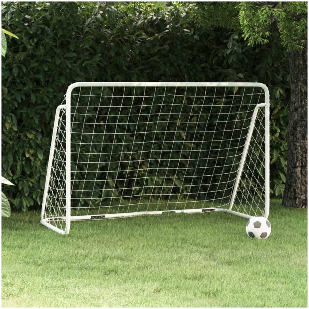 Fotbollsmål med nät vit stål vidaXL 180 x 90 x 120 cm
