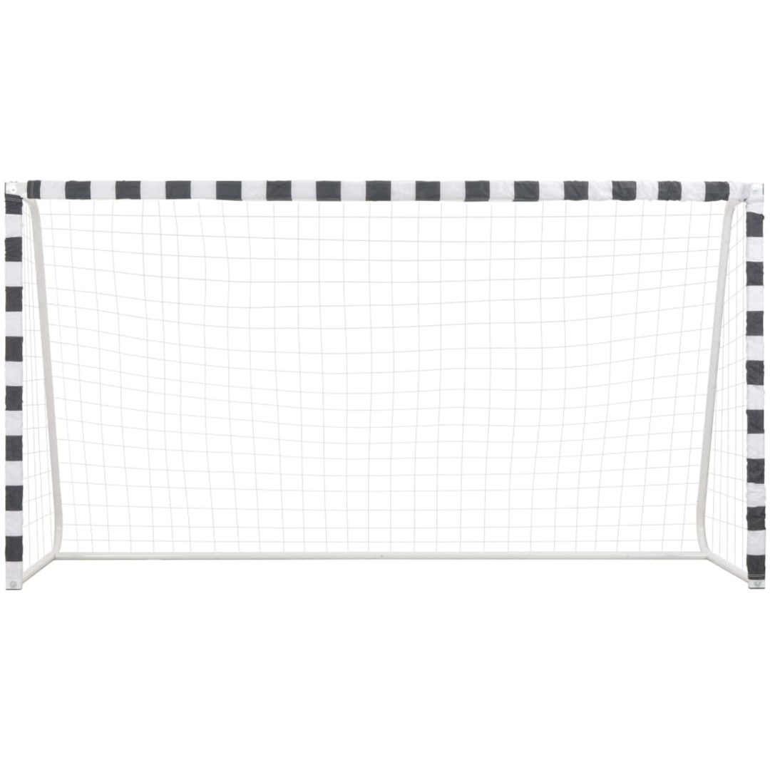 Fotbollsmål metall svart och vit vidaXL 300 x 160 x 90 cm – bild 2