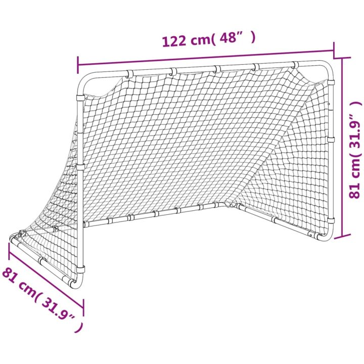 Fotbollsmål vit 122x81x81 cm stål vidaXL – bild 8