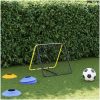 Fotbollsnät med rebounder dubbel justerbart gul och svart stål vidaXL – miniatyr 3