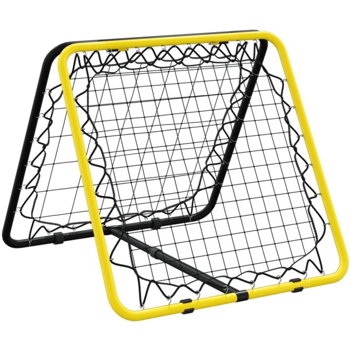 Fotbollsnät med rebounder dubbel justerbart gul och svart stål vidaXL – bild 6
