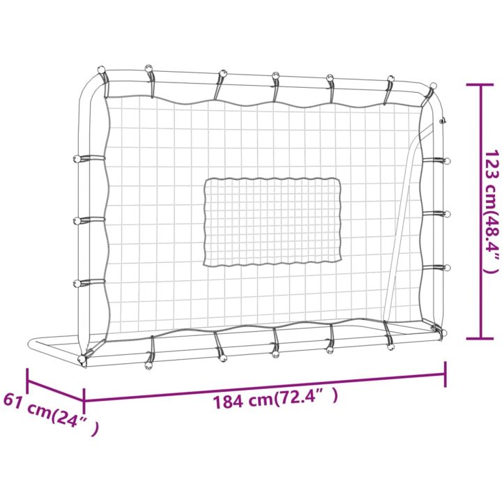Fotbollsnät med rebounder vit&svart 184x61x123 cm stål och PE vidaXL – bild 7