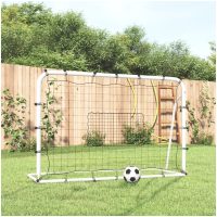 Fotbollsnät med rebounder vit&svart 184x61x123 cm stål och PE vidaXL