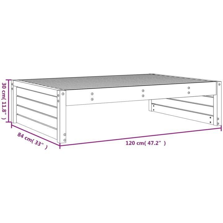 Fotpall för trädgården grå 120x80 cm massiv furu vidaXL – bild 8