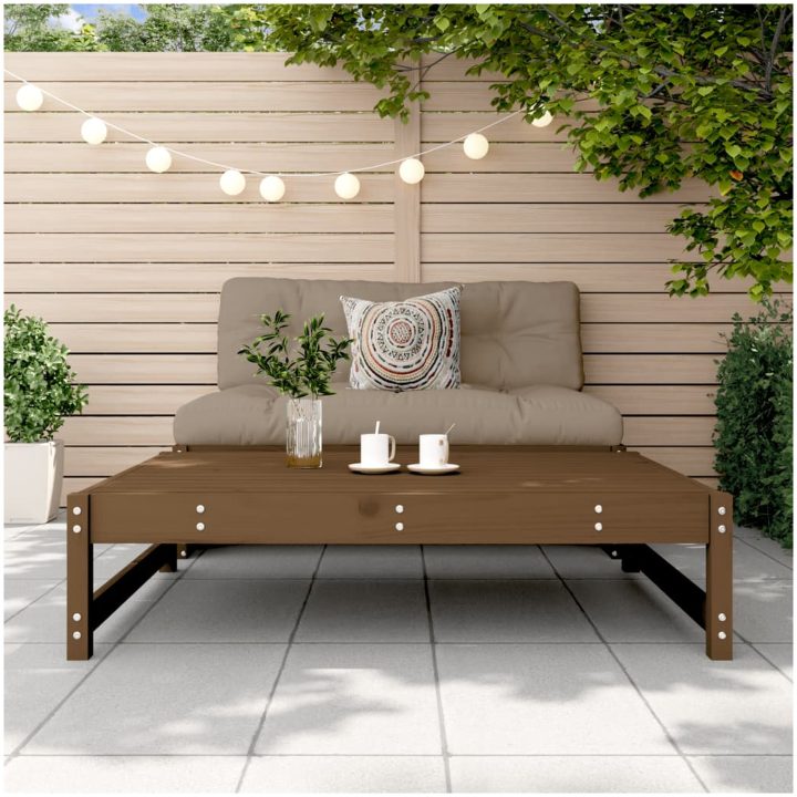 Fotpall för trädgården honungsbrun 120x80 cm massiv furu vidaXL – bild 3