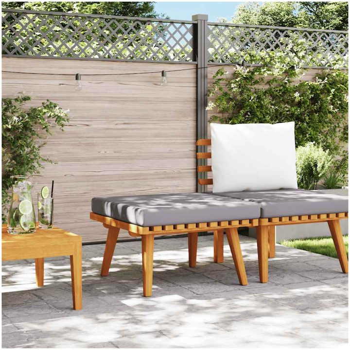 Fotpall för trädgården med dyna 60x60x29 cm massiv akacia vidaXL – bild 3