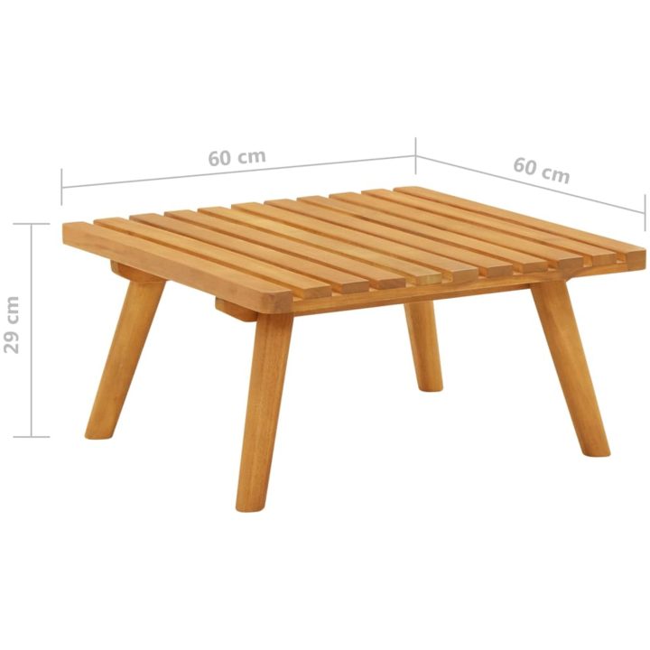 Fotpall för trädgården med dyna 60x60x29 cm massiv akacia vidaXL – bild 7