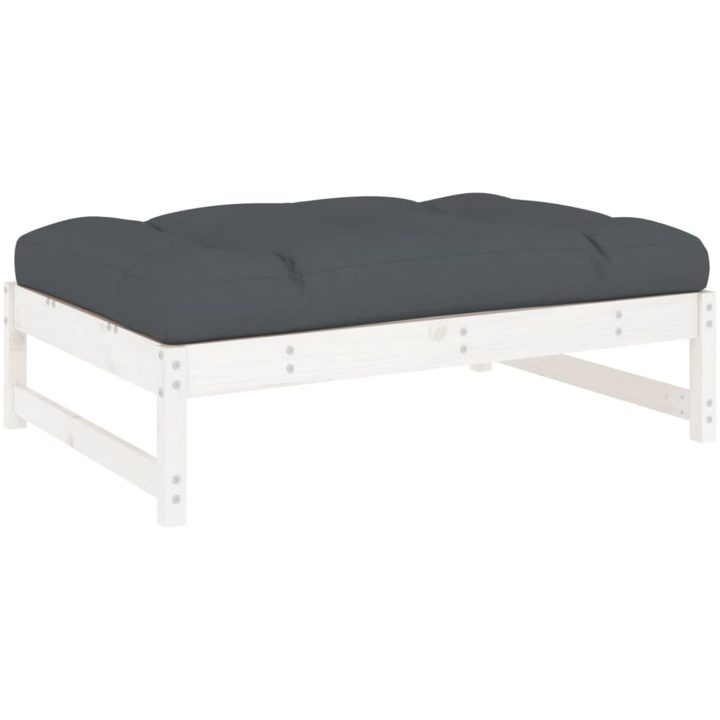 Fotpall för trädgården vit 120x80 cm massiv furu vidaXL – bild 2