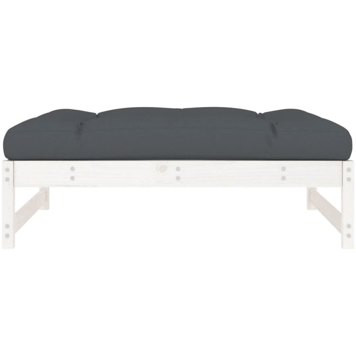 Fotpall för trädgården vit 120x80 cm massiv furu vidaXL – bild 4