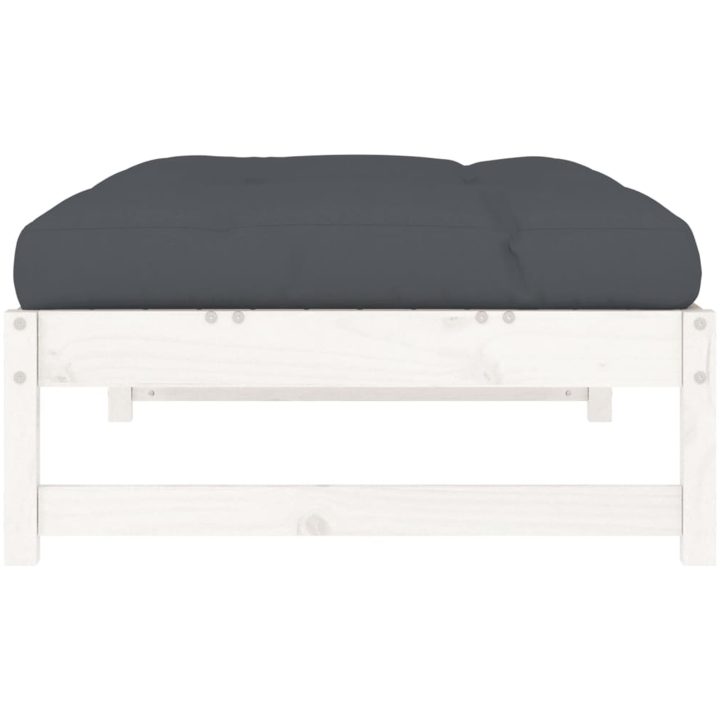 Fotpall för trädgården vit 120x80 cm massiv furu vidaXL – bild 5