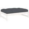 Fotpall för trädgården vit 120x80 cm massiv furu vidaXL – miniatyr 6