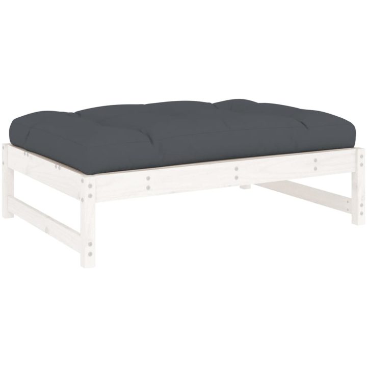 Fotpall för trädgården vit 120x80 cm massiv furu vidaXL – bild 6