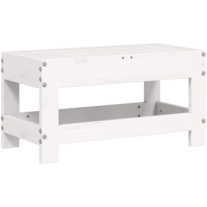 Fotpall för trädgården vit 62x30x32 cm massiv furu vidaXL – bild 2