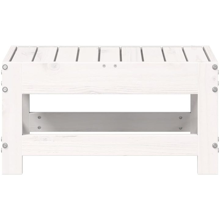 Fotpall för trädgården vit 62x30x32 cm massiv furu vidaXL – bild 4