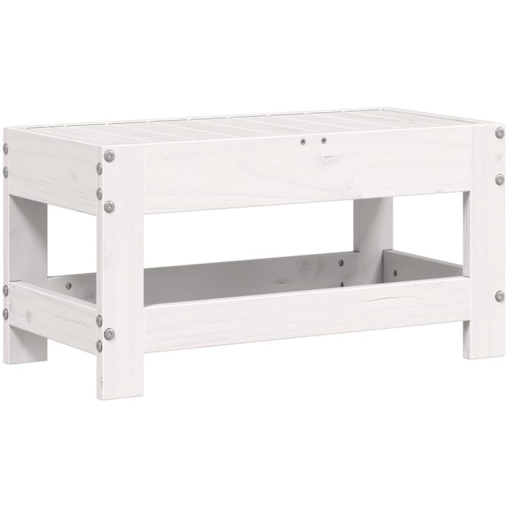 Fotpall för trädgården vit 62x30x32 cm massiv furu vidaXL – bild 6