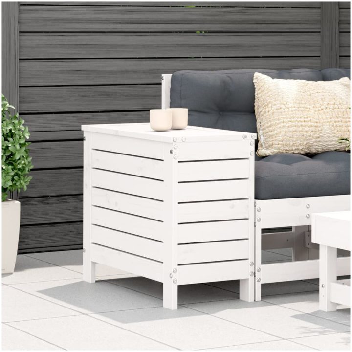 Fotpall för trädgården vit 62x31,5x52 cm massiv furu vidaXL – bild 3
