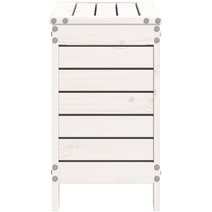 Fotpall för trädgården vit 62x31,5x52 cm massiv furu vidaXL – bild 5