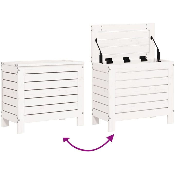 Fotpall för trädgården vit 62x31,5x52 cm massiv furu vidaXL – bild 7