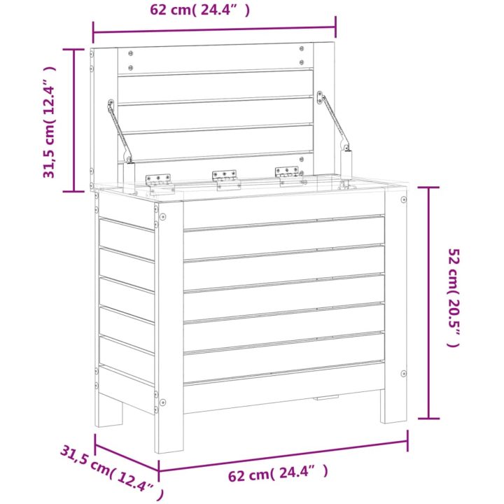 Fotpall för trädgården vit 62x31,5x52 cm massiv furu vidaXL – bild 10