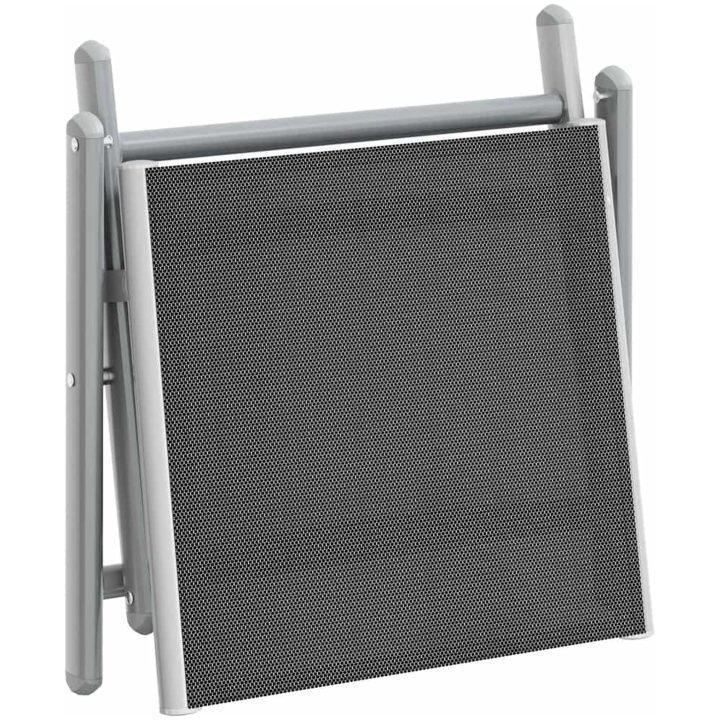 Fotpall hopfällbar textilen och aluminium svart och silver vidaXL – bild 5