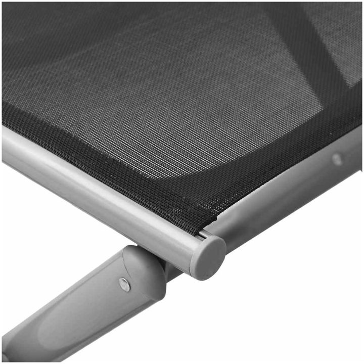Fotpall hopfällbar textilen och aluminium svart och silver vidaXL – bild 6